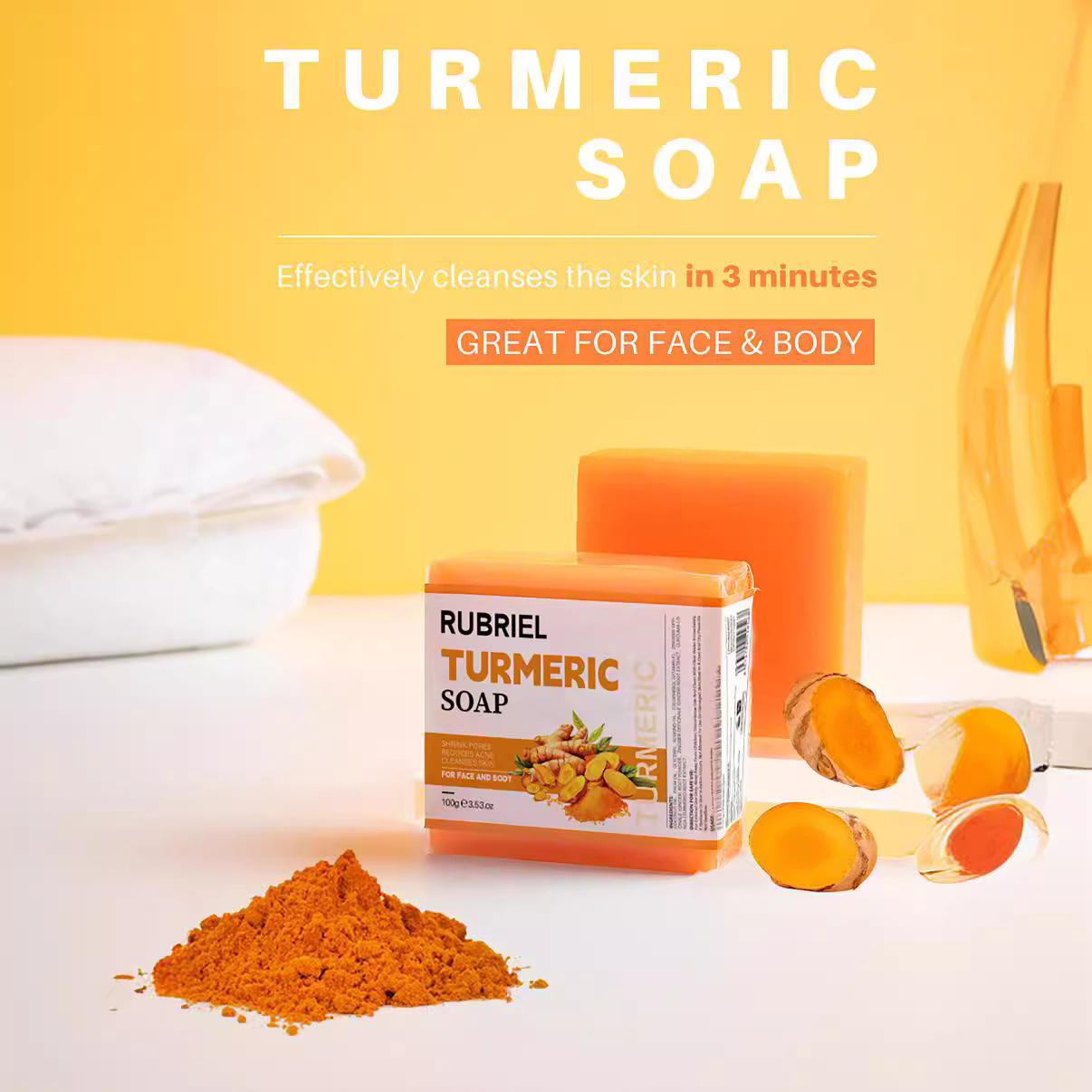 Turmeric Soap Refreshing Facial Soap Bath - Image 2