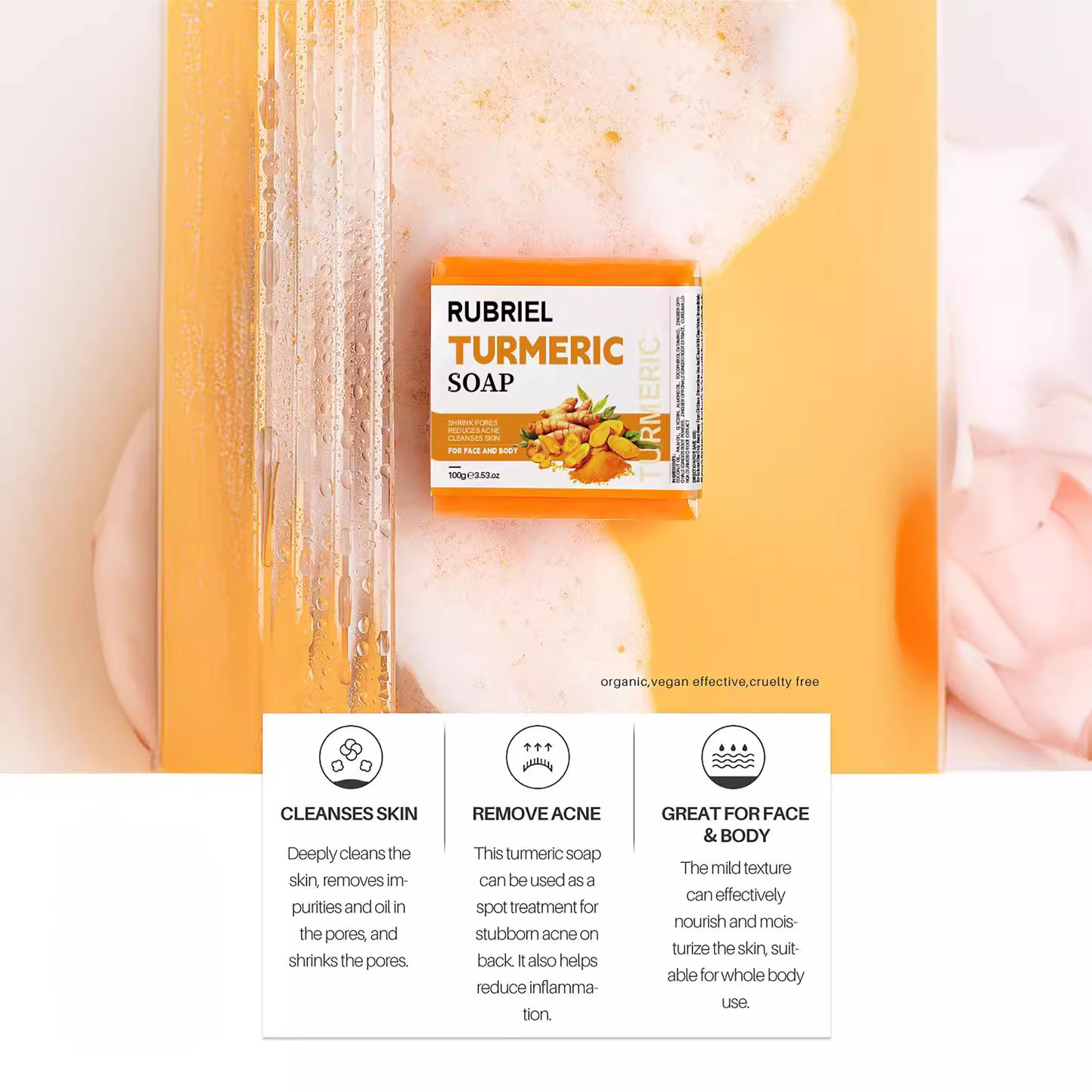 Turmeric Soap Refreshing Facial Soap Bath - Image 5